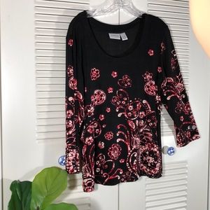 "Chicos Travelers" sz#2   plums/red   NWOT